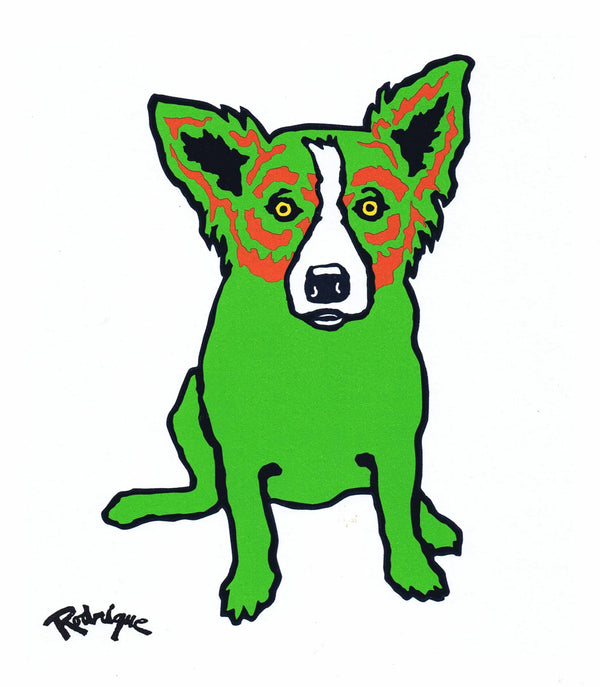 Untitled, P Series, Dog on White, Green/Red